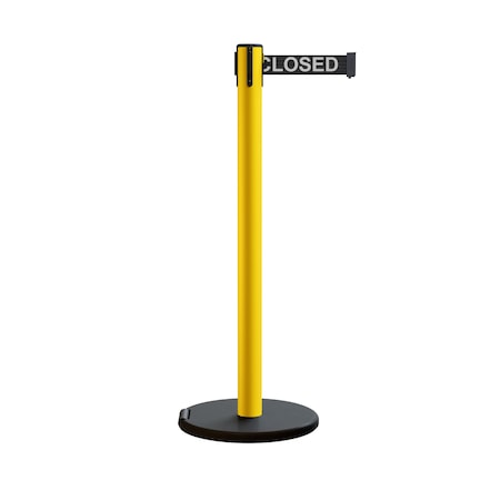 Retractable Belt Rolling Stanchion, 2.5ft Yellow Post  9ft. Line